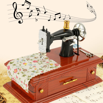 

Vintage Music Box Mini Sewing Machine Style Birthday Gift Table Desk Decor RO