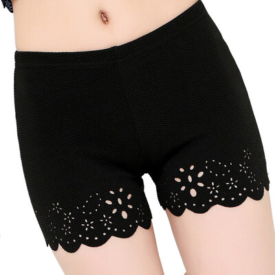 

Top Women Summer Safety Short Pants For Under Skirts Hollow Out Burning Flowers Elastic Intimate Pants