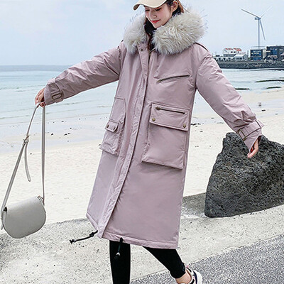 

Tailored Women Fashion Wool Zipper Pocket Hoodie Drawstring Long Jackets Outwear Coat