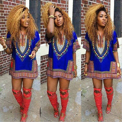 

2017 Women African Festival Dashiki Shirt Kaftan Boho Hippe Gypsy Festival Tops Party Dress K2
