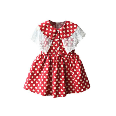 

Summer Baby Girls Polka Dot Pattern Sleeveless Lace Design Dress