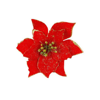 

10PCS Christmas Artificial Glitter Flowers Christmas Decorations Gold Red Rattan Pendant Christmas Tree Ornaments For Home Decor