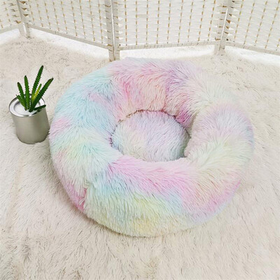 

Gobestart Dog Round Cat Winter Warm Sleeping Bag Long Plush Soft Pet Bed Calming Bed