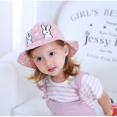 

Cute Cartoon Bunny Summer Kids BoyS Girls Hats Cotton Accessories Reversible Sun Hat UV Protection Caps 3-7Y new