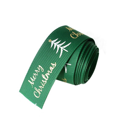 

Christmas Red Green Printed Grosgrain Ribbons 25CM Christmas Birthday Party Gift Wrapping Candy Box Packaging Ribbons