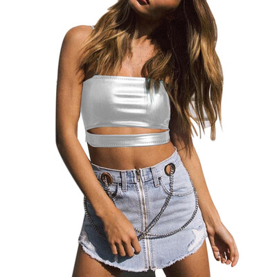 

Fashion sexy PU leather Sling vest Girls nightclub party personality short vest Cool handsome street slim sexy vest