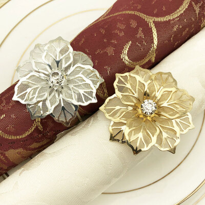 

12pcs Floral Alloy Rings Napkin Holder Dinner Wedding Towel Napkin Ring Party