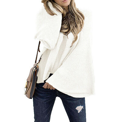 

2019 Autumn Bat Sweater Women Ladies Shirt Trumpet Flare Sleeve Loose Sweaters