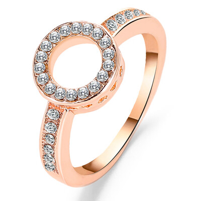 

925 Sterling Silver White Rose Gold Sapphire Circle Round Finger Rings For Women Wedding Engagement Jewelry