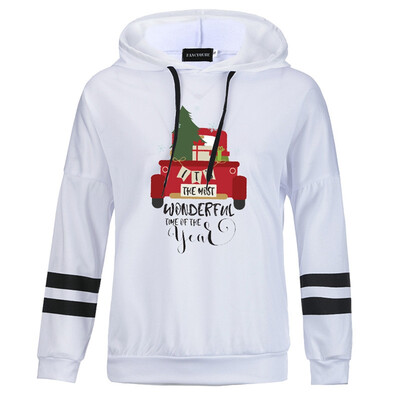 

Christmas Women Christmas Tree Gift Letter Print Hoodie