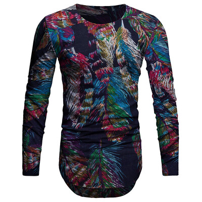 

Mens Vintage Printed T-Shirt Ethnic Style Tops Long Sleeve O Neck Casual Blouse