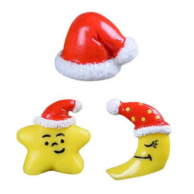 

3PCS Adorable Moon Star Hat Looks Resin Decoration Artificial Small Micro Landscape Ornaments