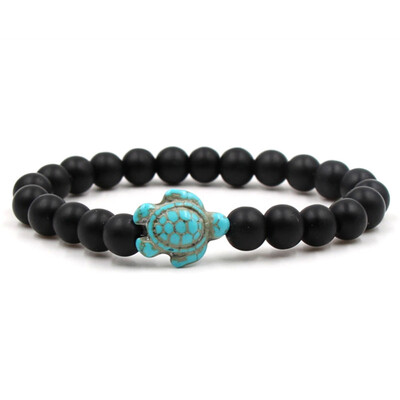 

Green Turquoise Turtle Volcanic Stone White Pine Variety Natural Stone Elastic Bracelet Unisex Pair Bracelet Hot Gift