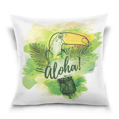 

ALAZA 16 X 16 inch Pillow Case Decorative Cushion Cover Toucan With Leaves Pattern Pillowcase