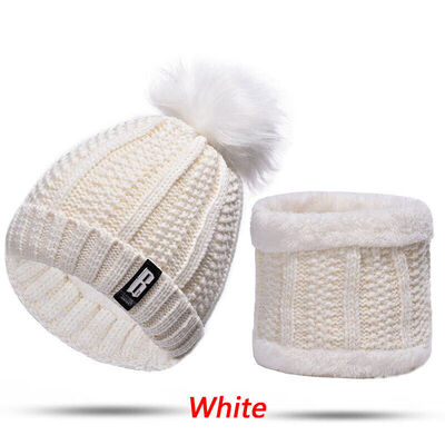 

Womens Ladies Wooly Thick Knit Hat And Neck Warmer Set Knitted Woollen Winter