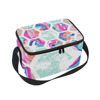 

ALAZA Lunch Box Insulated Hexagon Pattern Lunch Bag Large Cooler Tote Bag for Men Women