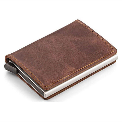 

Mens Leather ID Credit Card Holder RFID Protector Money Wallet Clip Card Case