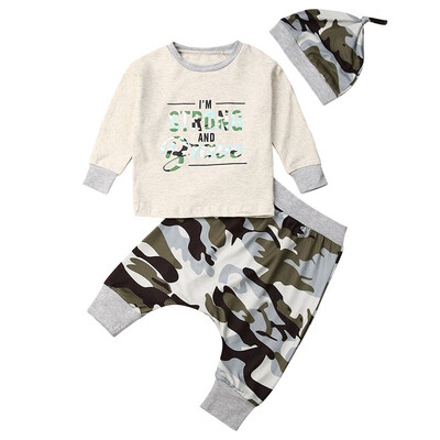 

Autumn Baby Boy Set Long Sleeve Letters Pattern T-shirt Tops Floral Trousers With Hat Outfits Clothes