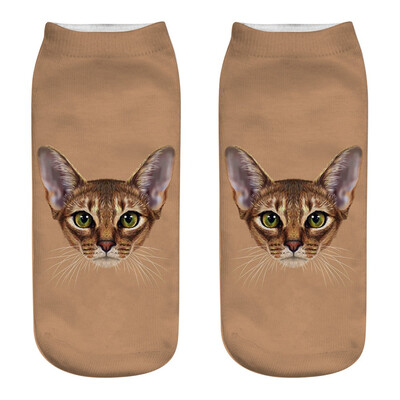

1Pair Women Low Cut Ankle Socks Funny Socks Cat Cartoon 3D Printing Socks Cotton Hosiery Printed Socks