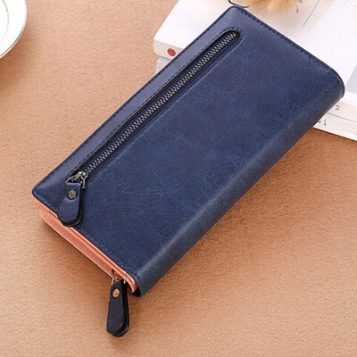

Chic Lady Solid Color Faux Leather Zip Purse Cards Phone Pouch Clutches Handbag