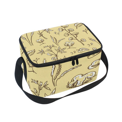 

ALAZA Lunch Box Insulated Maple With Yellow Background Lunch Bag Large Cooler Tote Bag for Men Women