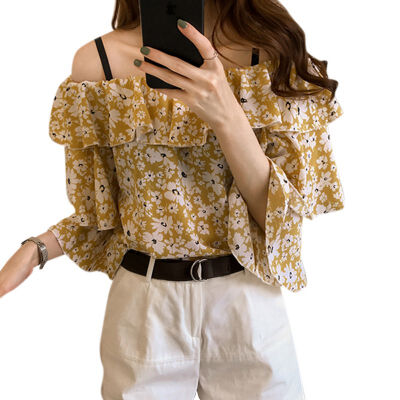 

2019 Women Summer Blouses Sweet Floral Printed Shirts All-match Blouses