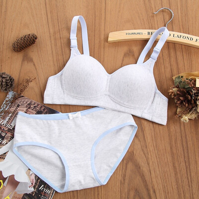 

Women Thin Bra Briefs Set Ladies Sweet Padded Push Up Bras Seamless Cotton Briefs Comfort Gathered Underwear Suits