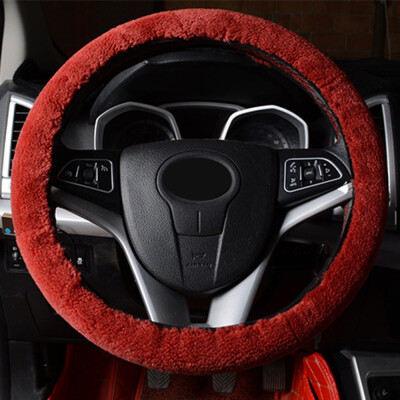 

Wool Furry Fluffy Thick Soft Car Auto Steering Wheel Cover Winter Warm Dark Blue