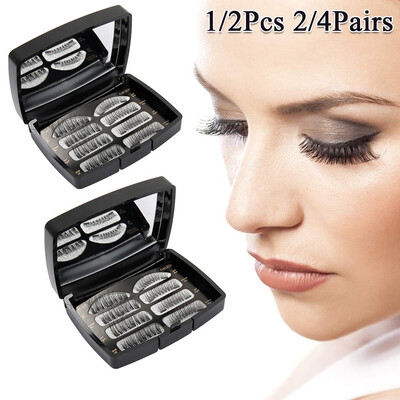 

12 Pcs 24Pairs Magnetic Artificial False Eyelashes Magnetic Eyelashes Reusable Magnetic Eyelashes
