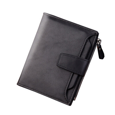

Business Men Solid Color Short Wallet Multi Slots Faux Leather Bifold Purse