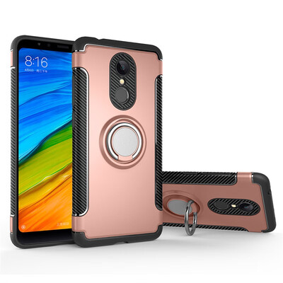 

Back Cover For Xiaomi Redmi 5 5Plus Case Car Holder Stand Hard PC Silicon Ring Suction Bracket Celulars