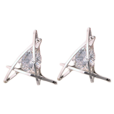 

Women Stud Earrings Studs Geometric Hollow-out Crystal Inlaid Ear Nail Earrings