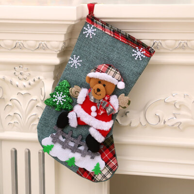 

Christmas Socks Linen Large Size Christmas Stocking Gift Holders Holiday Party Christmas Fireplace Decorations For Children