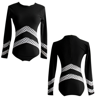 

Sexy Women One-Piece Suits Long Sleeve Zipper V Neck Wire Free Padded Bra Swimsuit Beach Bathing Suit