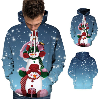 

Toponeto Christmas Women Men Couples Print Long Sleeve Hoodie Sweatshirt Pullover Tops