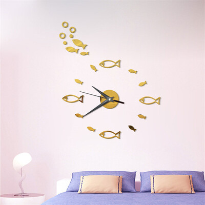 

Gobestart 3D Small Fish Bubble Stereo Acrylic Mirror Wall Clock Home Decoration Wall Clock