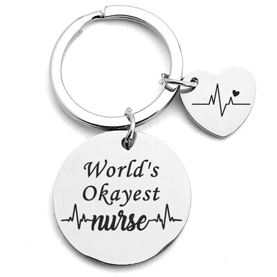 

Nurses Day Gift Fashion Pearl Keychain Key Chains Rings Heart Pendant Jewellery Best Nurse Ever Angel Wings Keychain