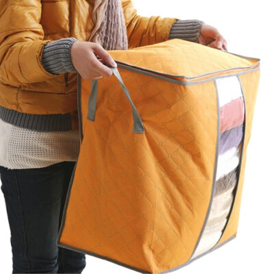 

Durable Cloth Container Organizer Non Woven Underbed Pouch Closet Cabin Sweater Storage Bag Box Bamboo For Clothing