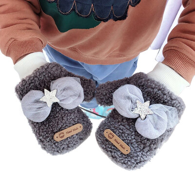 

Toddler Baby Gloves Thicken Girls Boys Full Finger Winter Warmer Knitted Mittens Bowknot Gloves