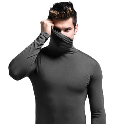 

Fashion Mens T shirt 4 Basic colors Long Sleeve Slim T-shirt Young men Turtle Neck Autumn Casual Slim Elastic Soft Tops Tee