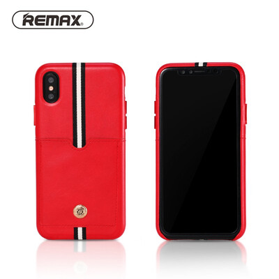 

REMAX PU Leather Business Phone Case with Card Pocket for IPhone X Elegant Braid Protection Back Cover Bag Fitted Phone Bag Case