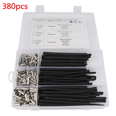 

380pcsSet Car Ship Non-Insulated Butt Connector Terminal Heat Shrinkable Tube