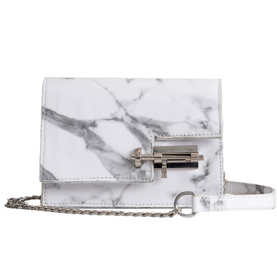 

Women Unique Marble Grain Latch Lock Chain Faux Leather Crossbody Shoulder Bag