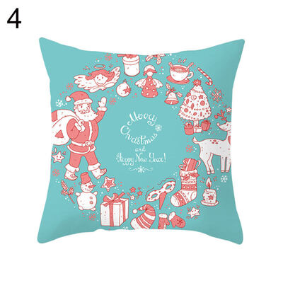 

Cartoon Christmas Tree Santa Claus Pillow Case Cushion Cover Chair Sofa Decor