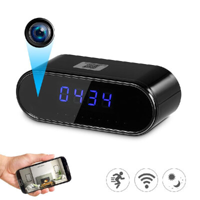 

HD WiFi Wireless Camera Alarm Clock Portable Nanny Cam Baby Monitor Night VisionMotion DetectionLoop Recording Home Office Secur