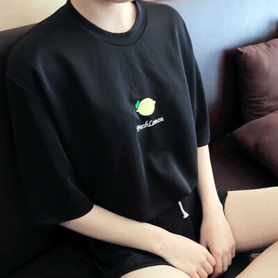 

Summer Women Set Cartoon Pattern Two Piece Set O-Neck Top Shorts Slim Plus Size Women Sets