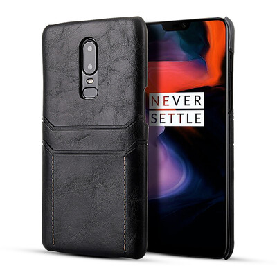 

Luxury PU Leather Phone Case for OnePlus 6 6T Protective Smart Phone Back Cover Mobile Case with Two Card Slot