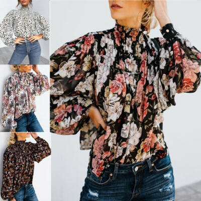 

Fashion Women Floral Long Sleeve Blouse T Shirt Casual Party Chiffon Loose Tops