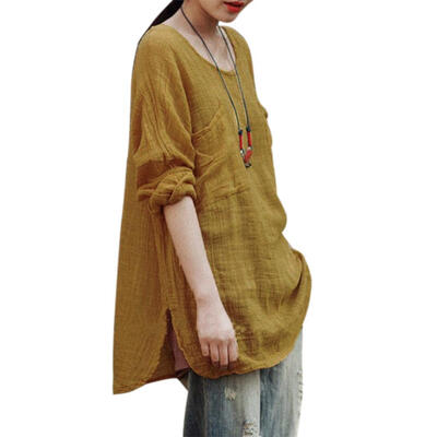 

Women Vintage Shirts Cotton Blouses Long Sleeve Loose Casual Ethnic Tops