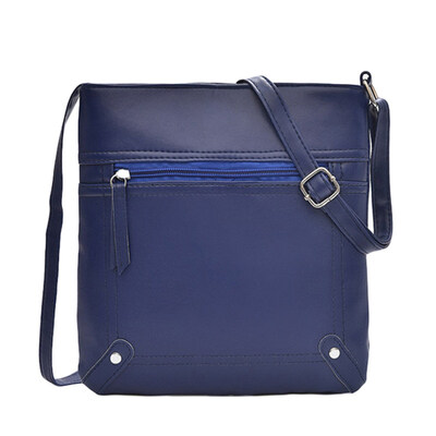 

Vintage Solid Color Women Zipper Faux Leather Satchel Crossbody Shoulder Bag